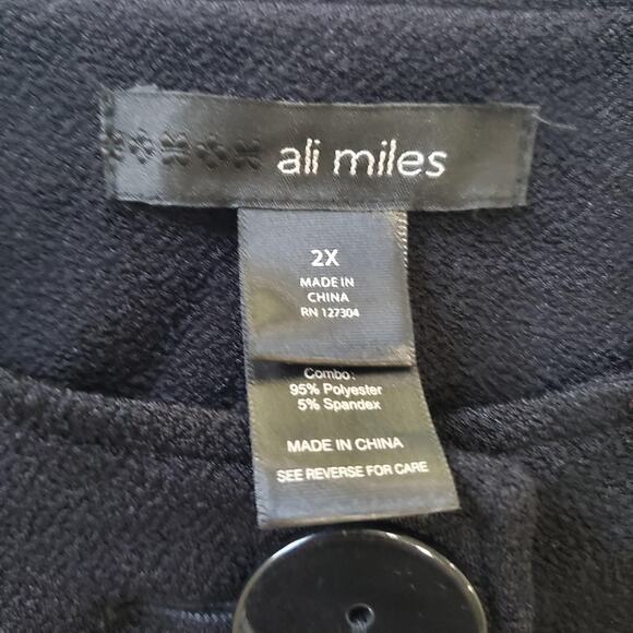 Ali Miles Jacket Womens 2XL Black Ruffle Hem Button Front Metallic Accent - Picture 4 of 9